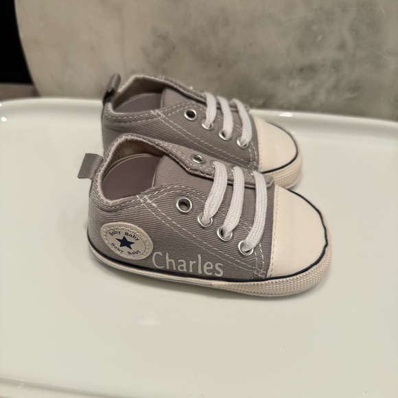 NWT- Our Baby Bakery Baby Gray High-Top Custom Sneakers  “CHARLES” - Picture 4 of 8